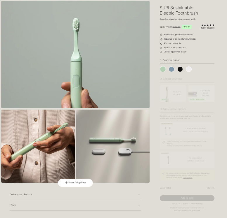 Suri toothbrush website